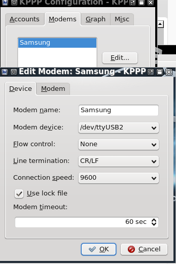 Configure modem under kppp